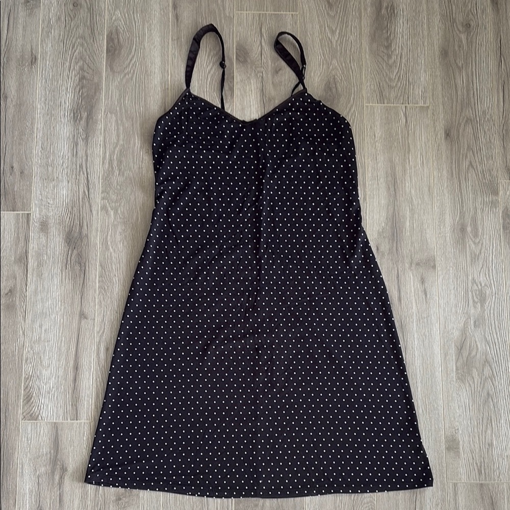 Black and White Polka Dot Slip Dress with Adjustable Straps